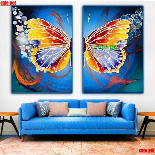 2PCS DIY Diamond Embroidery Golden butterfly Cross Stitch Diamond Painting Kits Mosaic Sale Rhinestones Art Handwork Gift Decor