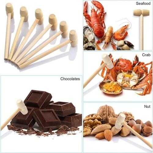 20Pcs Wooden Hammer for Chocolate Multi-Purpose Solid Natural Mini Wooden Hammer for Seafood Crab Lobster