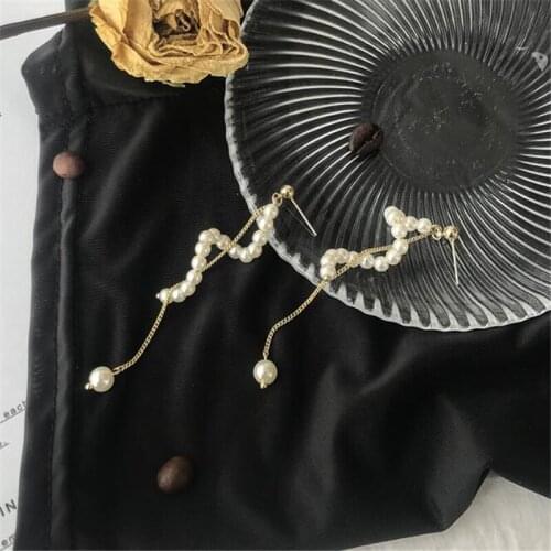 2021 Romantic Female Christmas Gift Elegant Pearl Earrings Geometric Long Tassel Dangle Earrings Wedding Party Ornaments