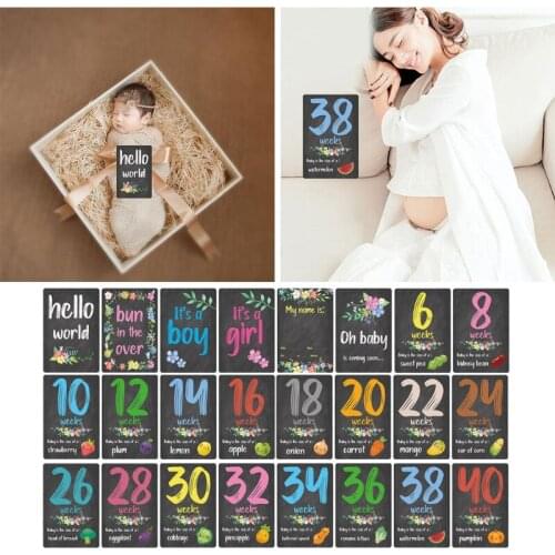 24 Sheets Milestone Photo Sharing Cards Floral Baby Age Cards Memorial Shower Gifts Newborn Photography Props