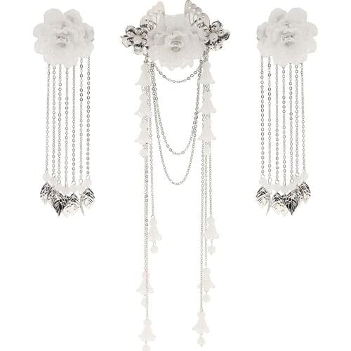 3Pcs Girls Acrylic Flower Tassel Hair Clip Barrette Hair Accessories Gifts