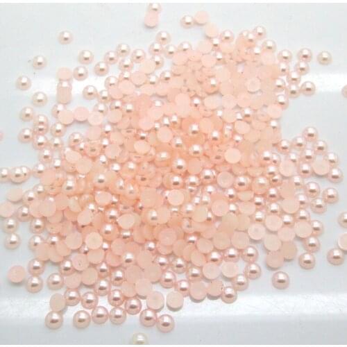 3000Pcs 4mm Light Pink Half Roud Pearl Beads FlatBack Scrapbook Craft Cabochon Kawaii DIY Embellishments Accessories