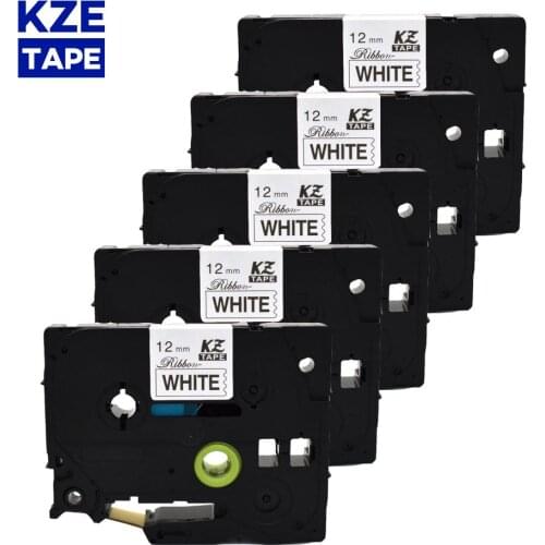 5PCS 12mm*4m Tze-R231 black on white TZe Satin Ribbon Label Tape for Brother P-touch ribbon printer tz-R231 tze R231 TZ-R231