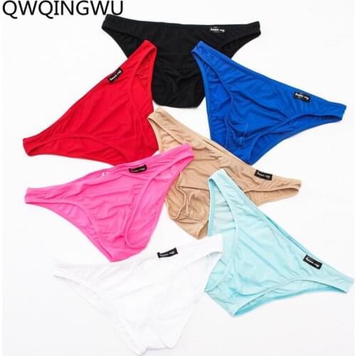 7PCS/Lot Men Sexy Transparent Briefs Bikini Tangas Mens Low Waist Ultra Thin Underwear Smooth ice silky Brief Gay Men Underwear