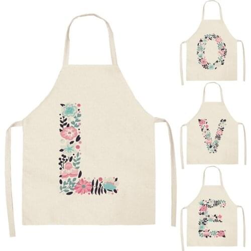 Letter Apron for Woman Man Cotton Linen Aprons For Cooking Home Cleaning Tools Anti-dirty Apron WQ156