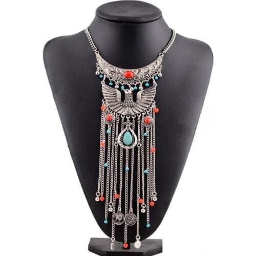 Big peacock tassel pendant jewelry necklace exaggerated retro and Phoenix