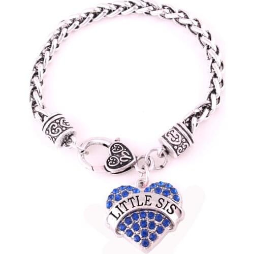 Zinc studded with sparkling crystal LITTLE SIS pendant bracelet link chain
