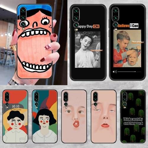 Couple Funny Cartoon Cute face Phone case For Huawei P Mate P10 P20 P30 P40 10 20 Smart Z Pro Lite 2019 black trend hoesjes