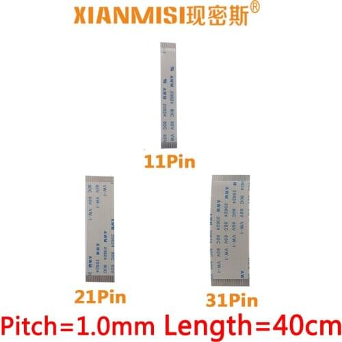 FFC FPC Flat Flex Extension Cable 11Pin 21Pin 31Pin Same Side 1.0mm Pitch AWM VW-1 20624 20798 60V Length 40cm 5PCS
