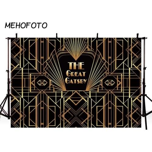 MEHOFOTO The Great Gatsby Background for Birthday Party Photography Black Gold Banner Decor Backdrops Photobooth Photo Studio