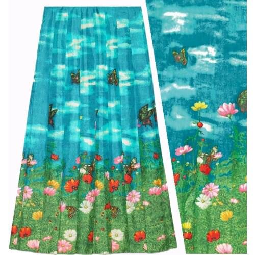 Italian Fashion Brand Butterfly Printing Polyester Fabric Garment Shirt Cloth for Dress Fabrics Per Meter Factory Custom Fabric