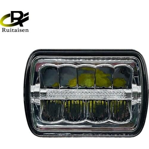 Square LED Headlight 7x6 5x7 High Low Beam Chrome Reflector Sealed Beam Replacement With DRL for Jeep Cherokee XJ Trucks 5"x7"