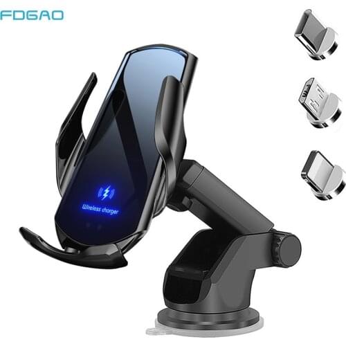 Magnetic Qi Wireless Car Charger Automatic Infrared Sensor 15W Fast Charging Phone Holder for iPhone 12 11 XS XR Samsung S20 S21