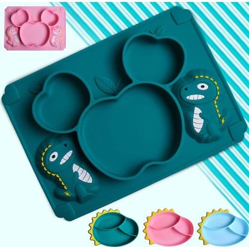 Cute Cartoon Fox Dishes Suction Toddle Training Tableware Kid Baby Food Bowl Food Grade Silicone Feeding Bowl Dining Plate Solid