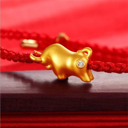 Trendy Zodiac Ox Bracelet Women Gold 3D Accessories Fashion Rope Red Bracelet Female Jewelry 2021 New Yeart Hand Bijou