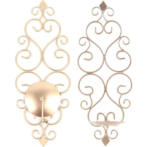 Iron Wall Candle Sconce Holder Set of 2 Hanging Wall Mounted Pillar Candle Holder Decor for Bedroom Dining Room Living Room