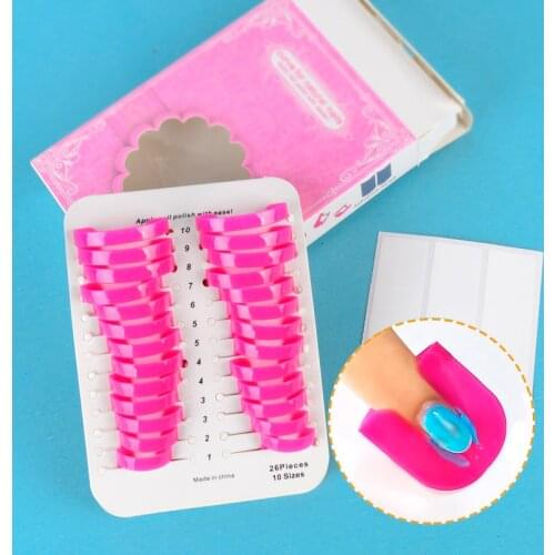 26 Pcs 10 sizes Curve Shape Spill-proof Finger Cover Sticker Nail Polish Varnish Reusable Holder + Free 1pcs French Sticker