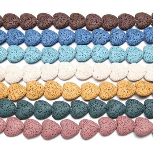 Natural Stone Multicolor Lava Volcanic Stone Beaded Heart shape Loose Bead For jewelry making DIY necklace bracelet accessories