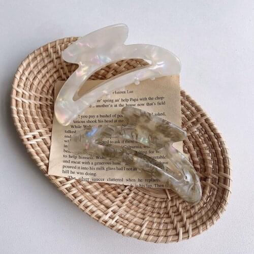 Oaoleer 2021New Colorful Acrylic Marble Textured Hair Claw Clips Moon Shape Hair Clip Claws Solid Color Accessories Hairpin