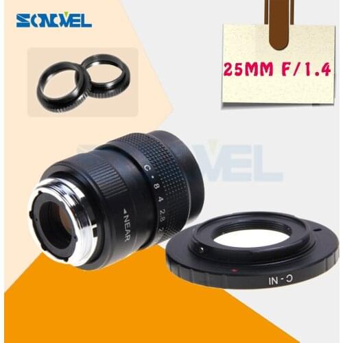 25mm F1.4 CCTV TV Movie lens+C Mount for Nikon 1 AW1 S2 j5 J4 J3 J2 J1 V3 V2 V1 C-NI C-Nikon 1