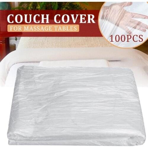 100 Pcs Couch Cover Disposable Bedspread SPA Massage Treatment Table Sheets Transparent Beauty Bed Waterproof Film Table Cover