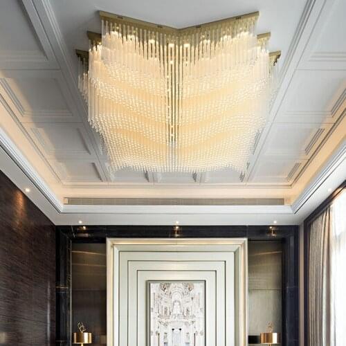 Postmodern light luxury crystal ceiling lamp modern sleek minimalist hall living room lamp atmosphere luxury restaurant bedroom