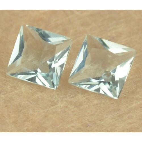 Sale 2x2~12x12mm 5A Light Sea Blue Color Glass Stone Square Shape Princess Cut Loose Synthetic Gemstone Glass Beads For Jewelry