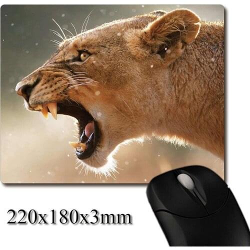 Scary roaring African lioness image printed Heavy weaving anti-slip rubber pad office mouse pad Coaster Party favor 220x180x3mm
