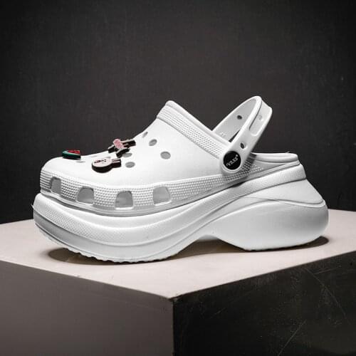 Clogs Women Sandals Summer Hole Slippers Beach Anti-skid Thick Bottom Outside Croc Increase Shoes For Women Sandalias mujer