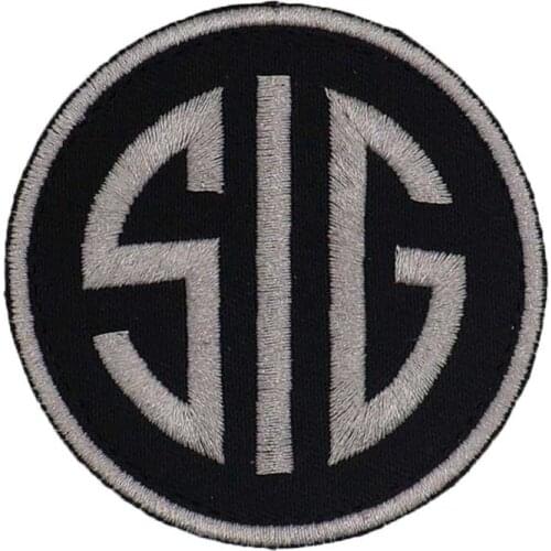 SIG ROUND CIRCLE PATCH Embroidered HOOK AND IRON ON BACKING