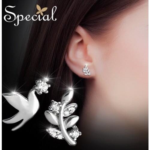 Special Chic Animal Stud Earrings 925-Sterling-Silver Ear Pins Flower Earrings Birds Jewelry Gifts for Women S1899E