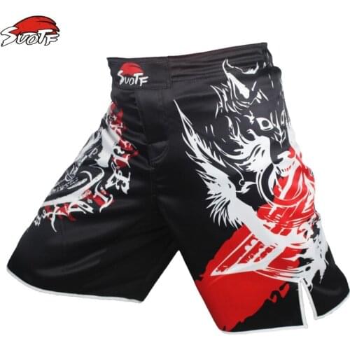 SUOTF MMA boxing knife wolf movement cotton loose size training kickboxing shorts mma fight shorts muay thai boxing mma shorts