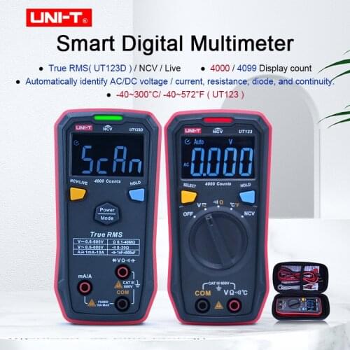 UNI-T UT123 /UT123D Household Pocket Digital Multimeter NCV AC/DC Voltage Measurement EBTN Display ℃/℉ Switch Measurement