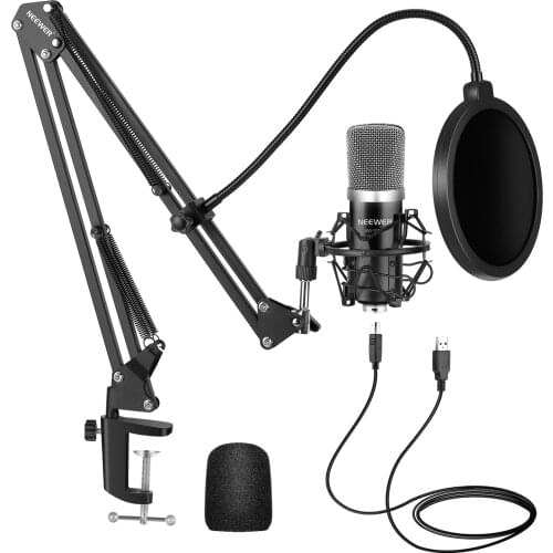 Neewer USB Microphone for Windows and Mac with Stand, Shock Mount, Pop Filter,Kit for Broadcasting and Sound Recording (Black)