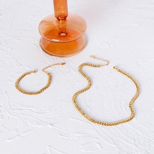 Monlansher Vintage Geometric Leaves Chain Necklace Gold Color Titanium Steel Chain Necklace Elegant Statement Necklaces Jewelry