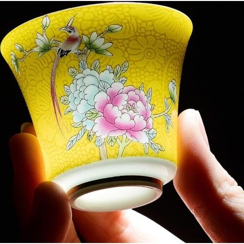 NEWYEARNEW 1piece Retro Ceramic Tea Wine Cup Set Accessorie Color Enamel Tableware Wedding Business Gift