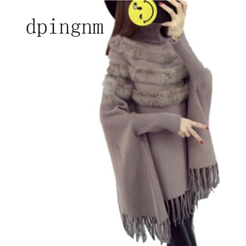 Womens Capes And Ponchoes 2018 Autumn Winter Women Fashion Candy Colors Tassel Pullovers Plus Size Women Knitted Sweater A2167