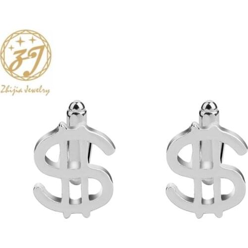 Zhijia Silver Color Dollar Note Rich Money Men Suit Accessories Cufflinks Gentleman Party Gifts High Quality