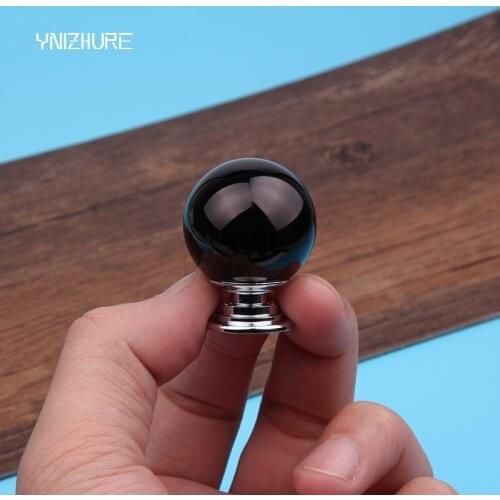 10pcs 30mm K9 Crystal Glass+zinc Alloy Black Round Ball Door Handles Cabinet Wardrobe Cupboard Closet Drawer Furniture Hardware