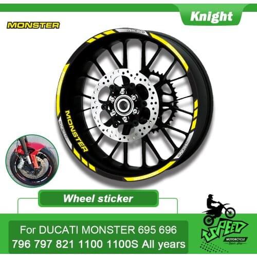 Motorcycle 12 X Thick Edge Outer Rim Sticker Stripe Wheel Decals For DUCATI MONSTER 695 696 796 1100 1100S 797 821 795