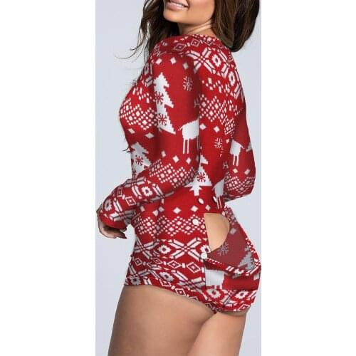 2020 Women Casual Christmas Sexy Christmas Functional Buttoned Flap Adults Onesie