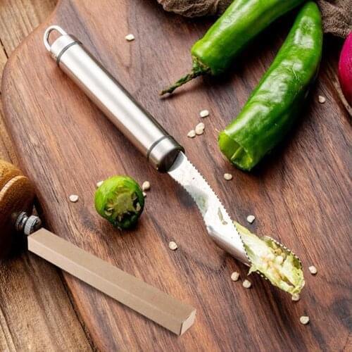 2021 Hot Sale Brand New Style 8'' Pepper Corer Stainless Steel Serrated Seed Remover Kitchen Tools