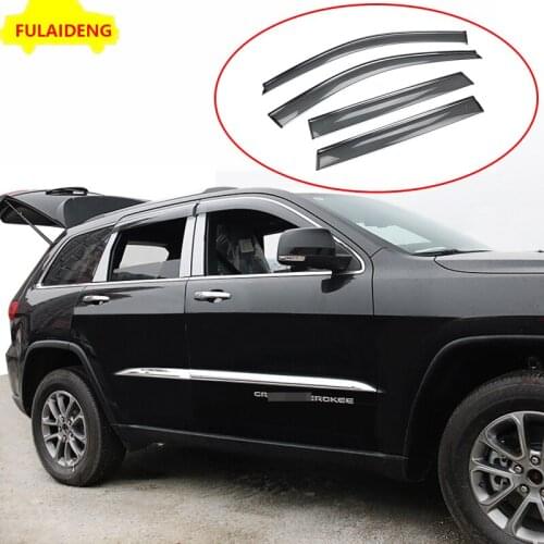 4pcs For Jeep Grand Cherokee 2014-2018 Car Window Anti-fog Smoke prevention Visor Shade Rain Sun Wind Guard Car Styling