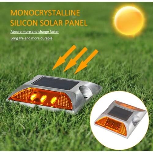 Solar Reflector Road Warning Lights LED Flashing Spike Municipal Traffic Lamp Buried Reflective Blinking Highway Aluminum Anchor