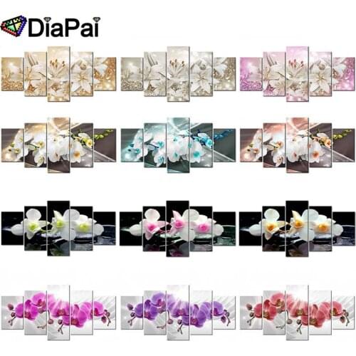 DIAPAI 5D DIY Diamond Painting 100% Full Square/Round Drill "Orchid peony lily" 3D Embroidery Cross Stitch Home Decor