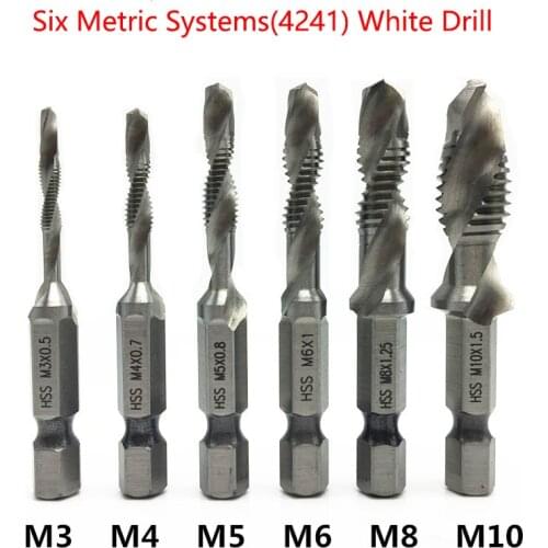 Free shipping 6pcs/set High-speed Steel Combination Drill Tap Bit Countersink Hex Shank high quality