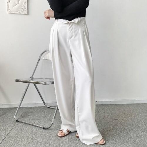 Large size early autumn cool style personalized flanging waist head loose wide leg floor dragging small trousers fashion Korean