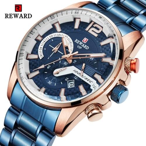 REWARD Mens Watches Waterproof Full Steel Quartz Business Watch Men Top Brand Luxury Casual Sport Clock Male Relogio Masculino