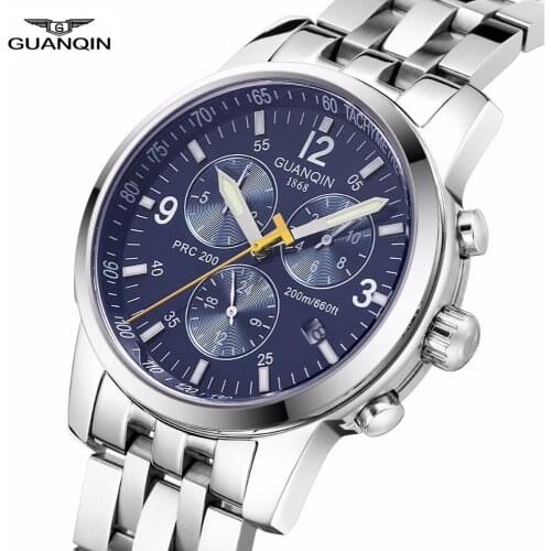 GUANQIN Automatic Watch Men Professional Diving Sport Watches men Relogio Masculino 100m Waterproof Luminous Calendar Full Steel