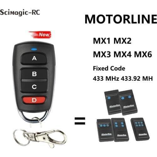 Clone MOTORLINE MX1 MX2 MX3 MX4 MX6 Garage Door Opener 433 MHz Remote Control Fixed code 433.92 Keychain Valve Control